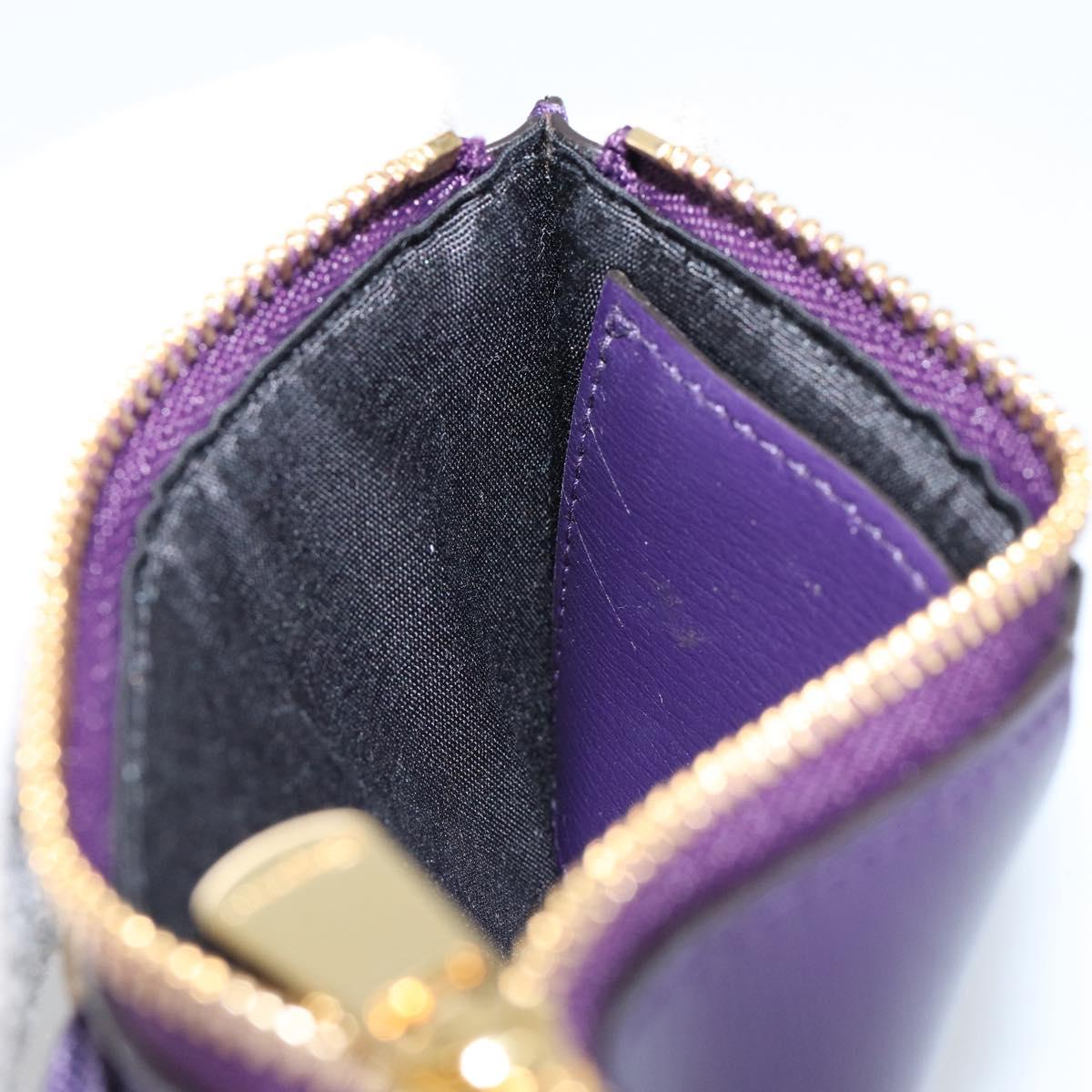 Salvatore Ferragamo Vala Card Case Leather Purple Gold Auth am9178