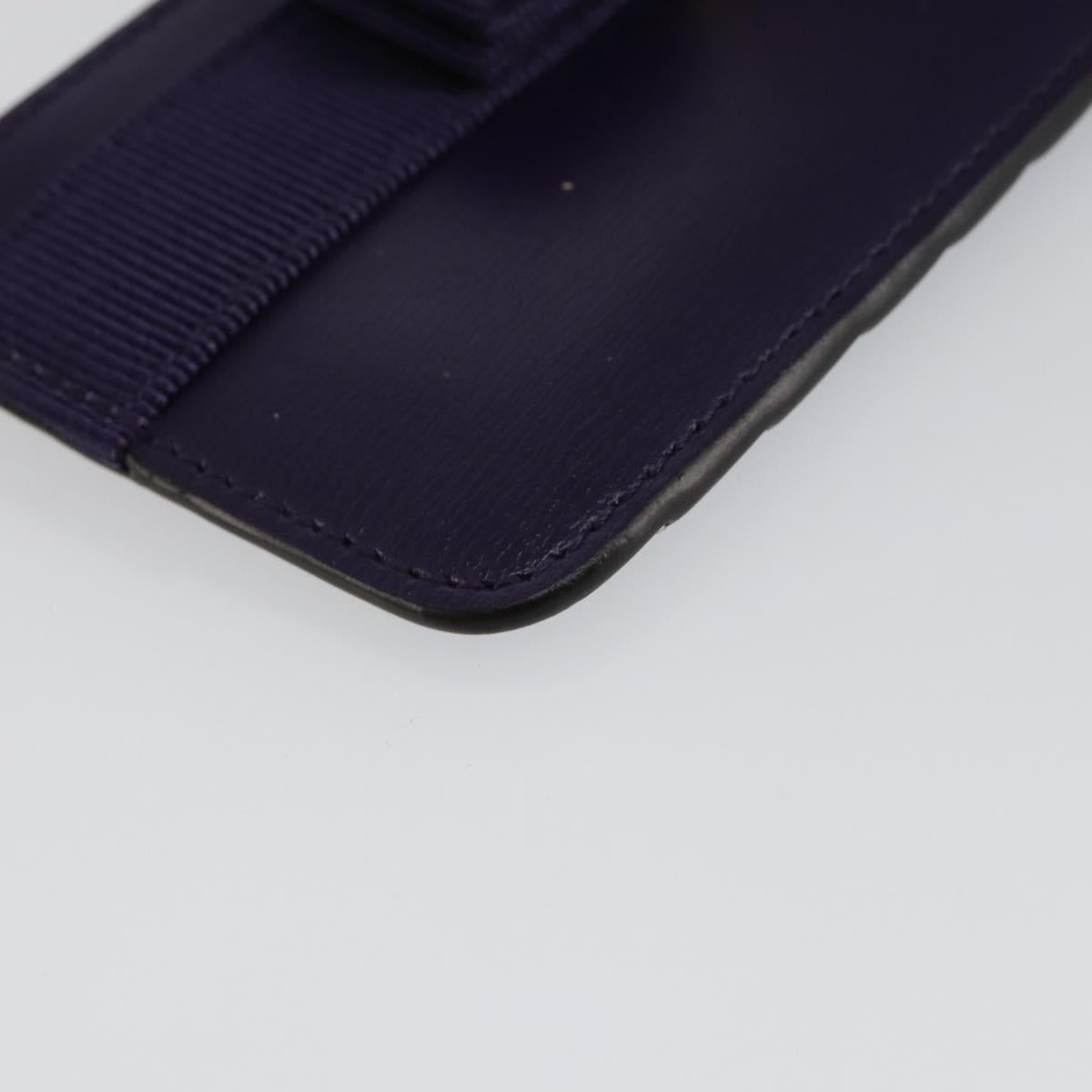 Salvatore Ferragamo Vala Card Case Leather Purple Gold Auth am9178