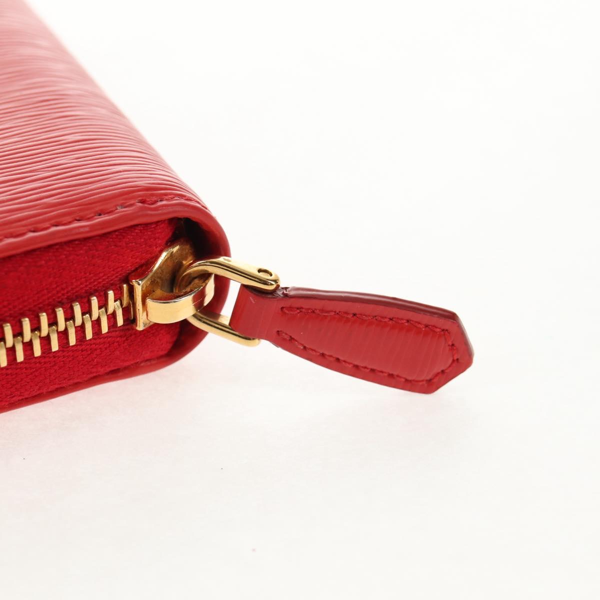 PRADA Long Wallet Leather Red Gold Auth am9179V