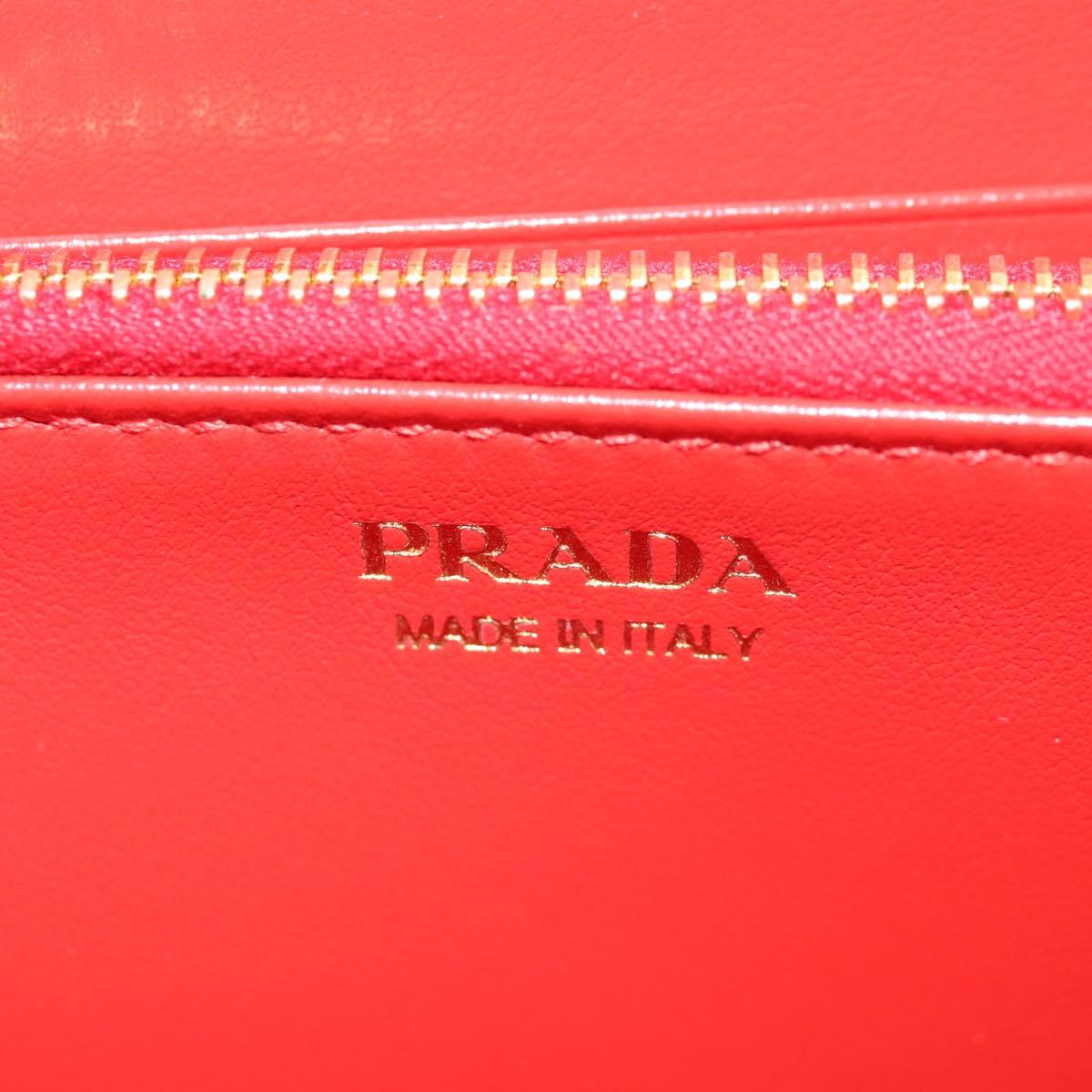 PRADA Long Wallet Leather Red Gold Auth am9179V
