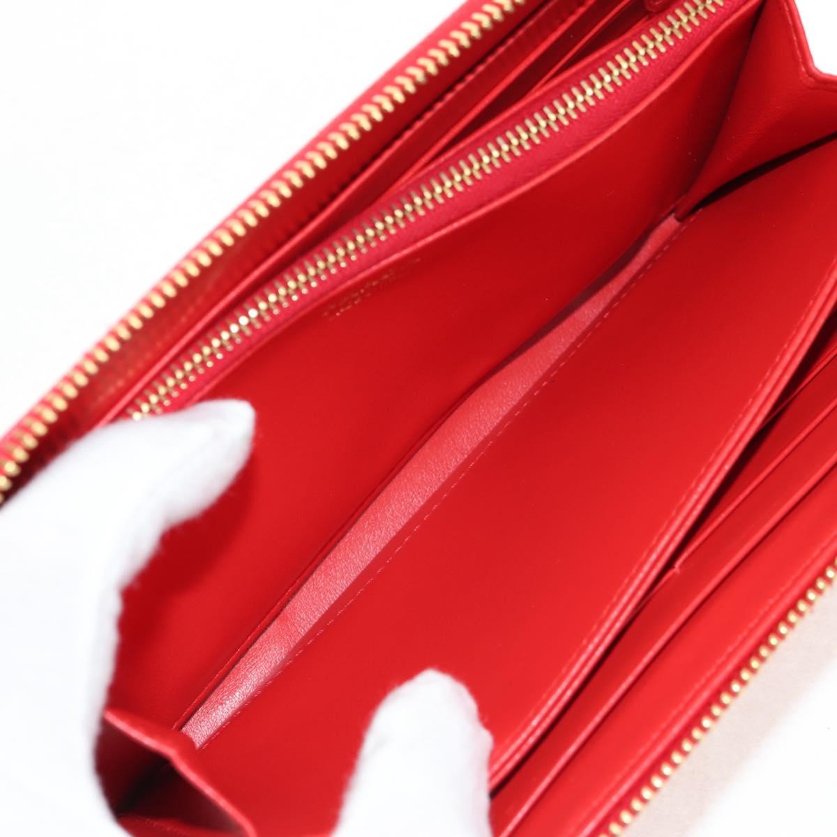 PRADA Long Wallet Leather Red Gold Auth am9179V