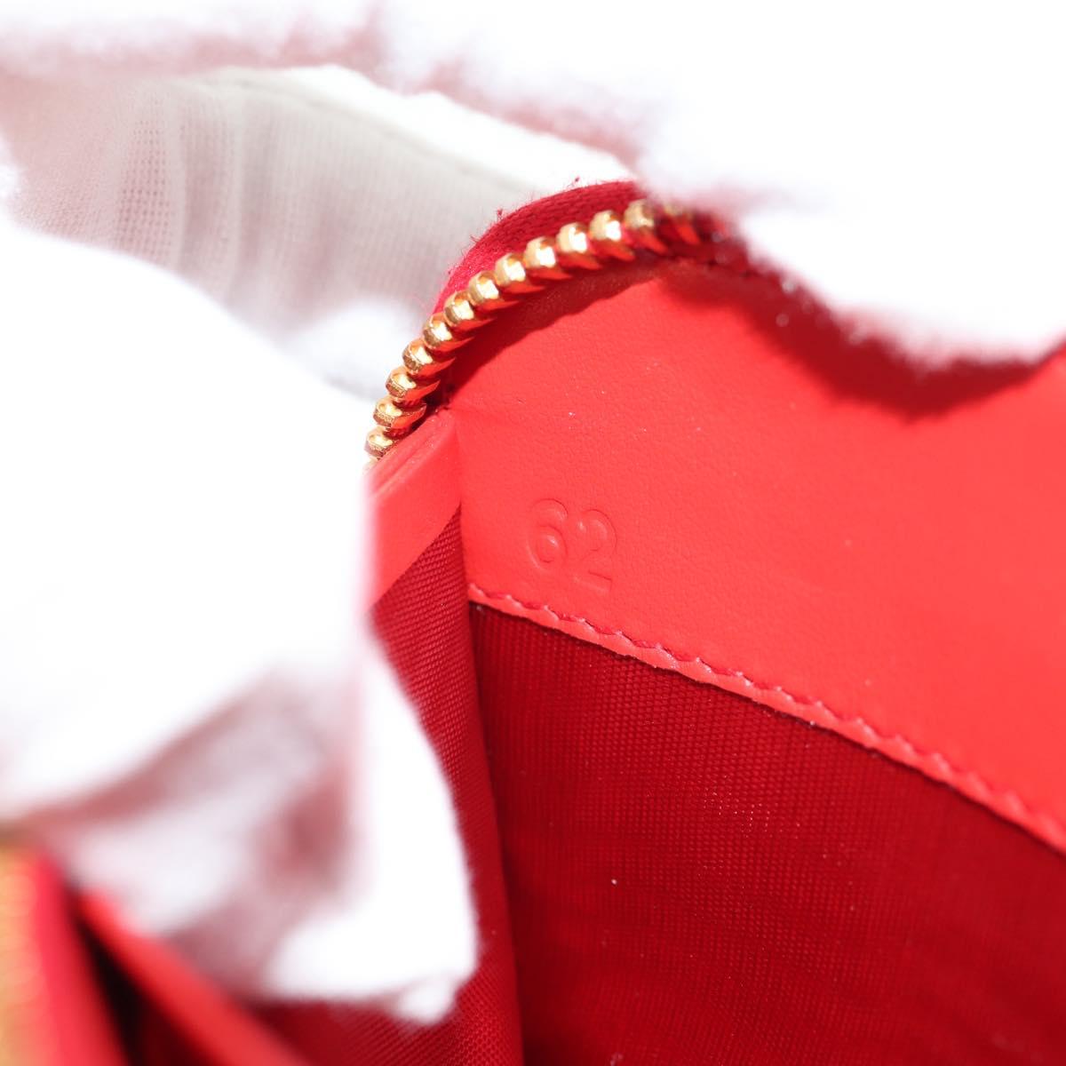 PRADA Long Wallet Leather Red Gold Auth am9179V