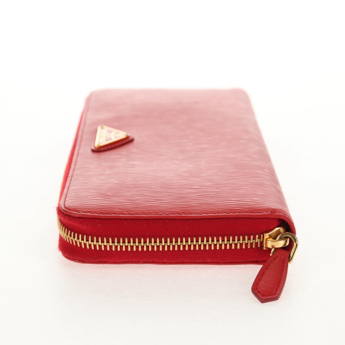 PRADA Long Wallet Leather Red Gold Auth am9179V