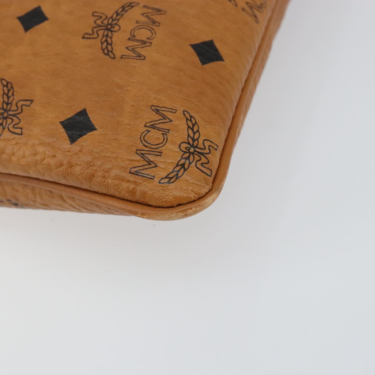 MCM Logogram Vicetos Clutch Bag PVC Leather Brown Gold Auth am9180