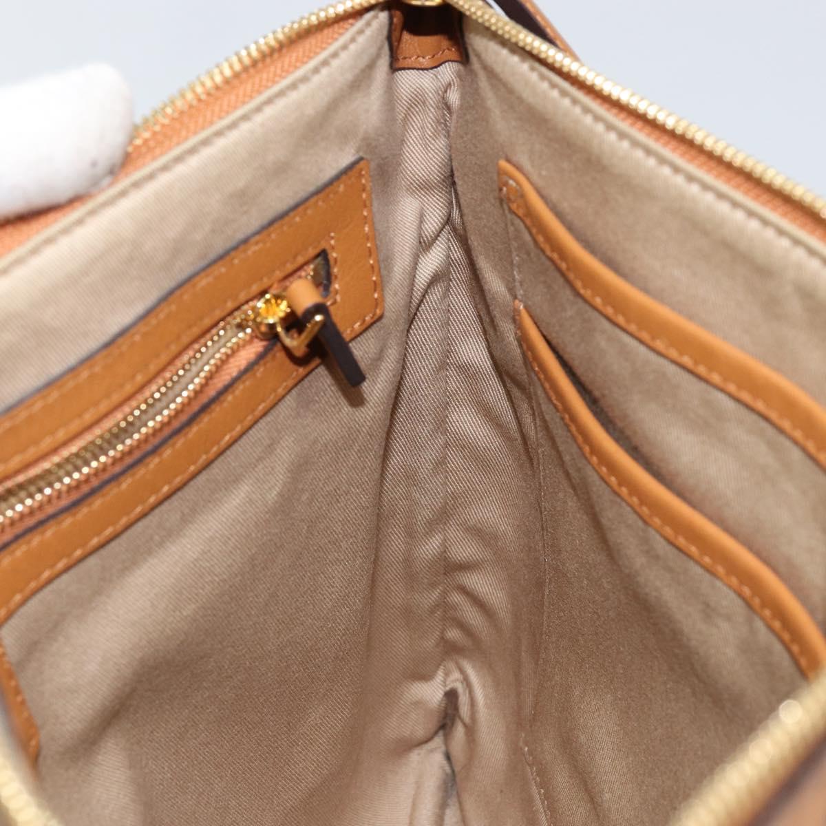 MCM Logogram Vicetos Clutch Bag PVC Leather Brown Gold Auth am9180