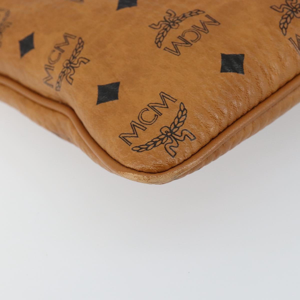 MCM Logogram Vicetos Clutch Bag PVC Leather Brown Gold Auth am9180