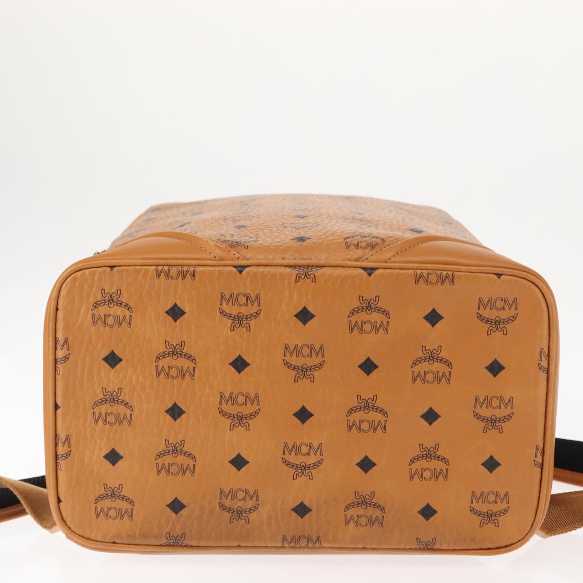 MCM Logogram Vicetos Backpack PVC Leather Brown Gold Auth am9181