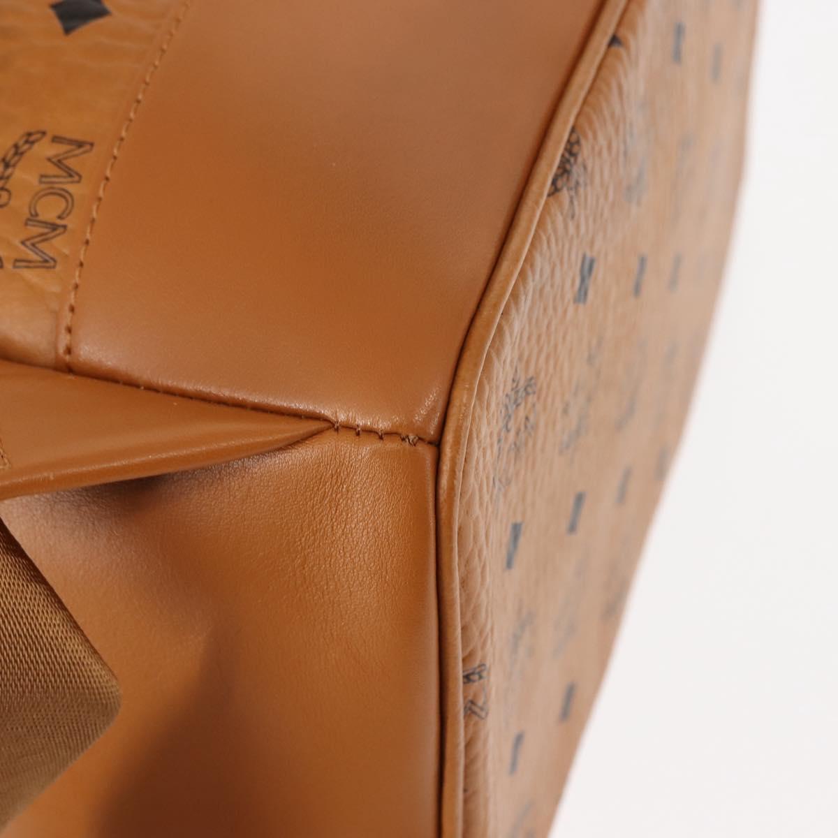 MCM Logogram Vicetos Backpack PVC Leather Brown Gold Auth am9181