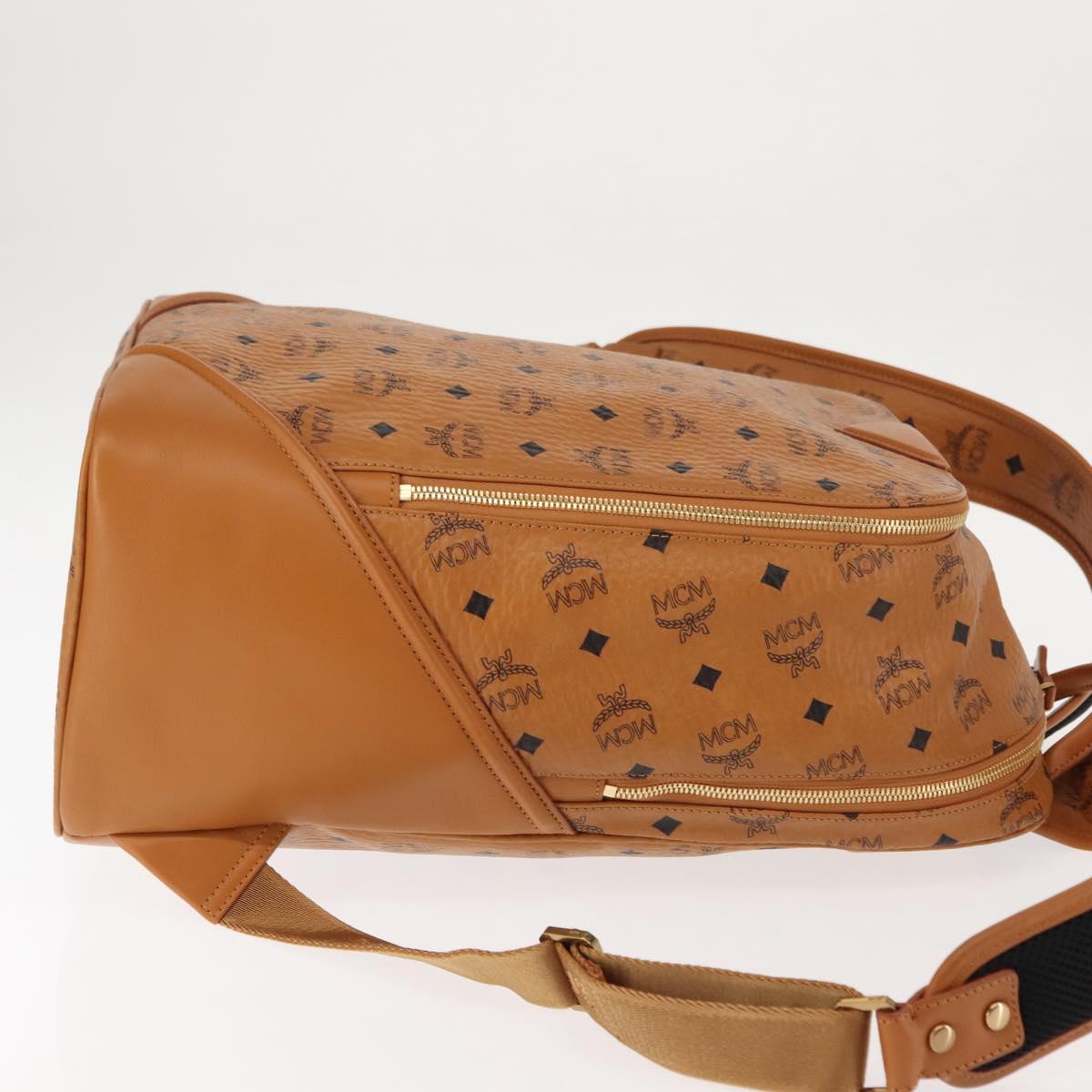 MCM Logogram Vicetos Backpack PVC Leather Brown Gold Auth am9181