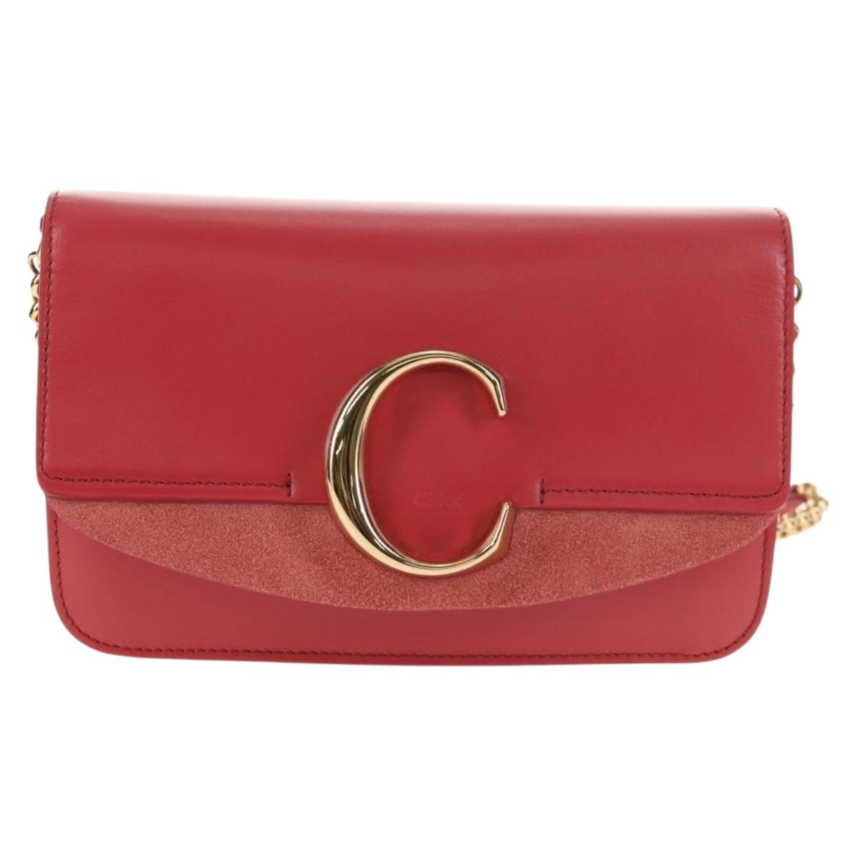 Chloe Chain Shoulder Bag Leather Pink Gold 01 20 45 65 Auth am9184V