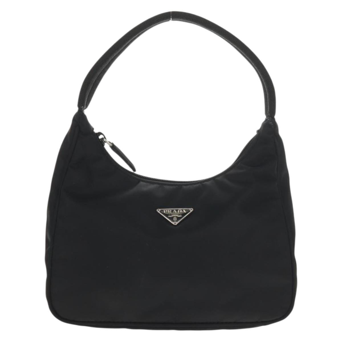 PRADA Hand Bag Nylon Black Silver Auth am9186V