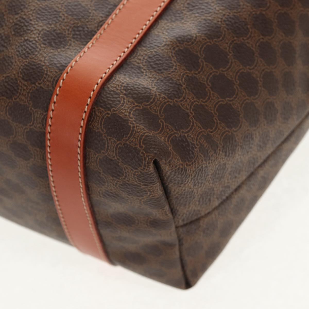 CELINE Macadam Canvas Tote Bag PVC Leather Brown Gold Auth am9189V