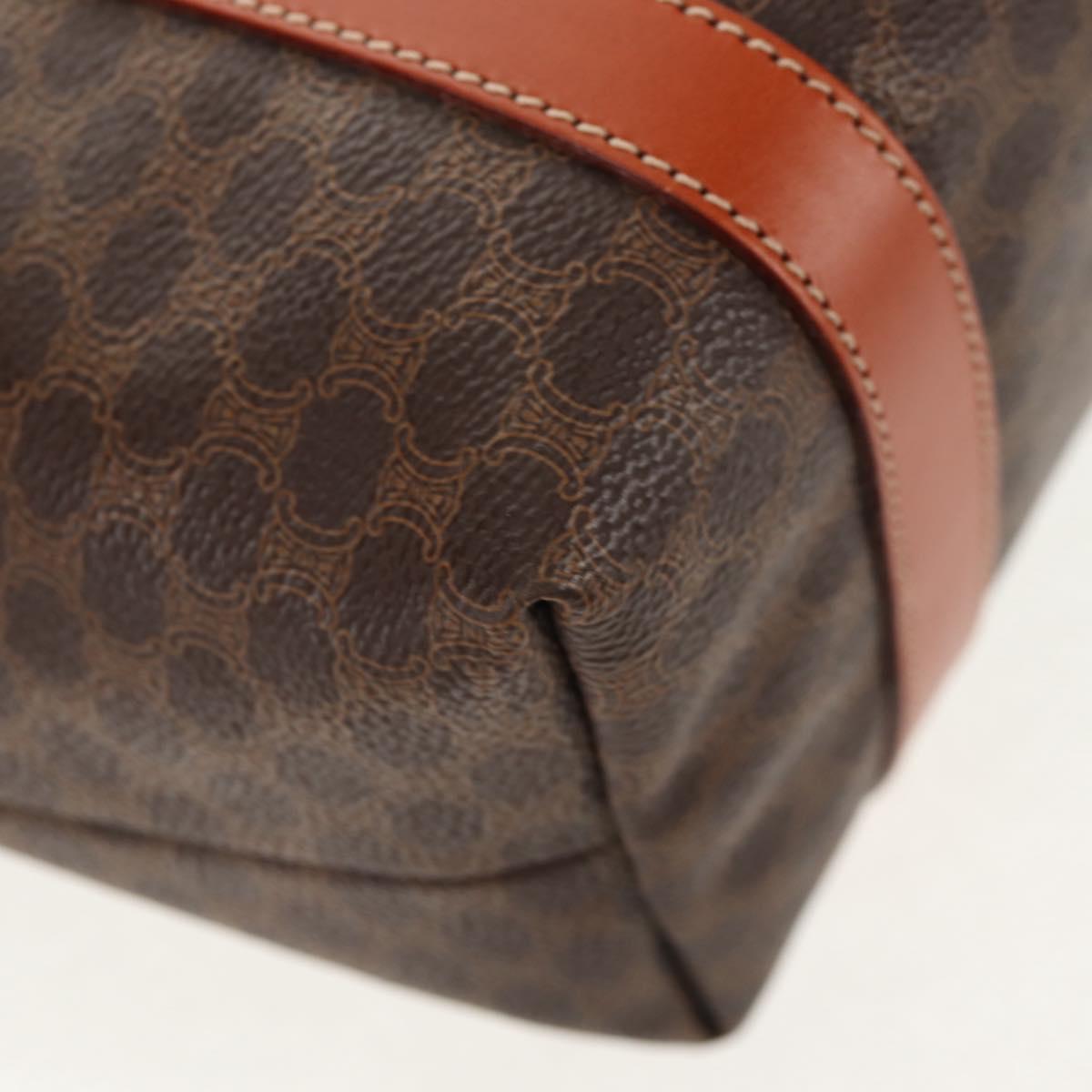 CELINE Macadam Canvas Tote Bag PVC Leather Brown Gold Auth am9189V