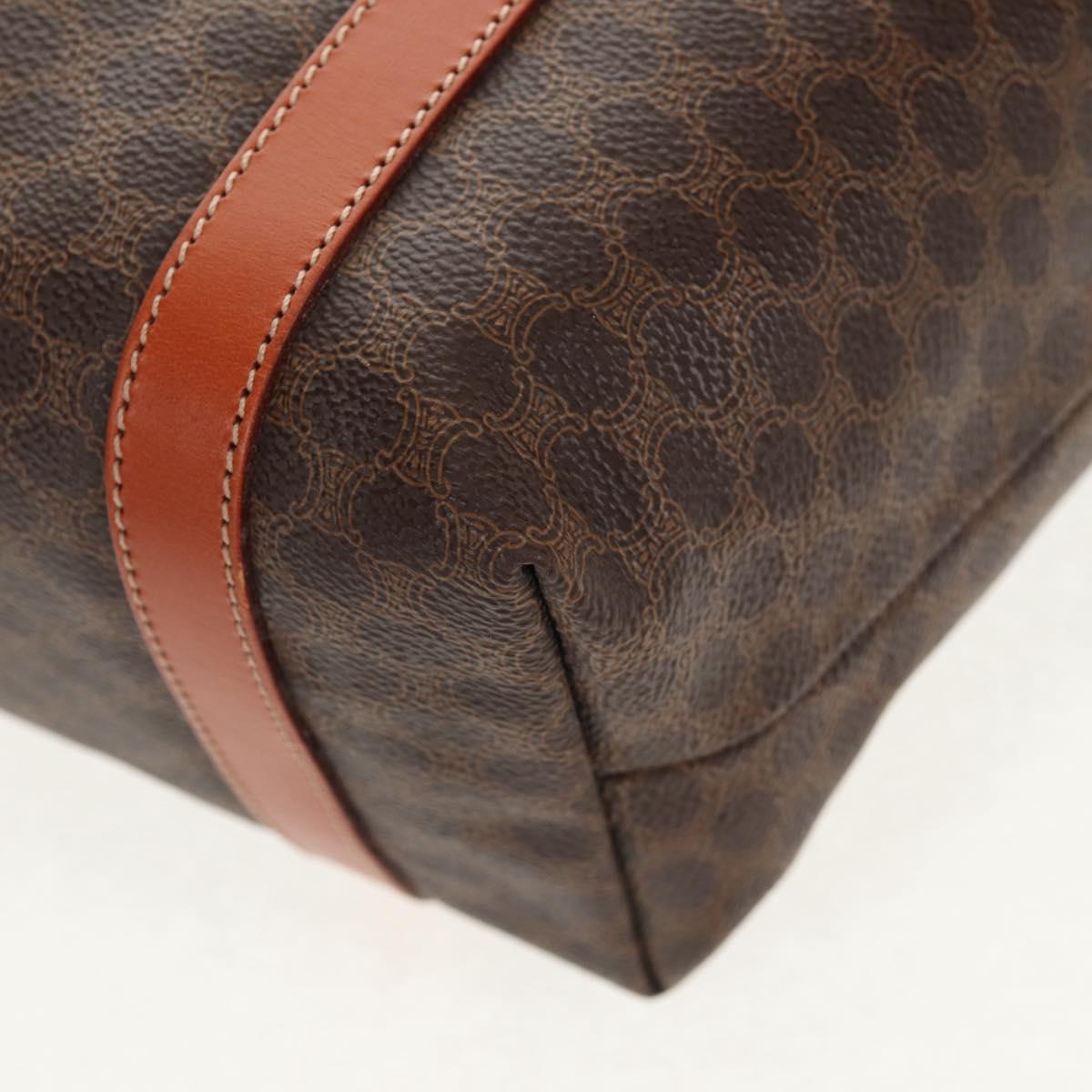CELINE Macadam Canvas Tote Bag PVC Leather Brown Gold Auth am9189V