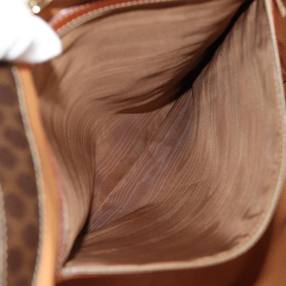 CELINE Macadam Canvas Tote Bag PVC Leather Brown Gold Auth am9189V