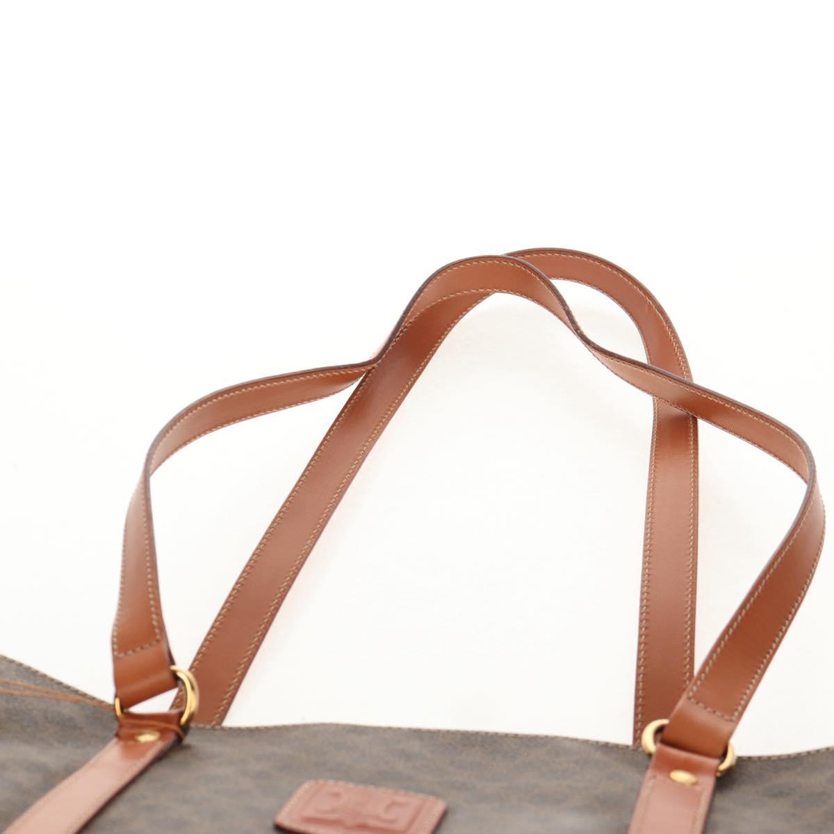 CELINE Macadam Canvas Tote Bag PVC Leather Brown Gold Auth am9189V