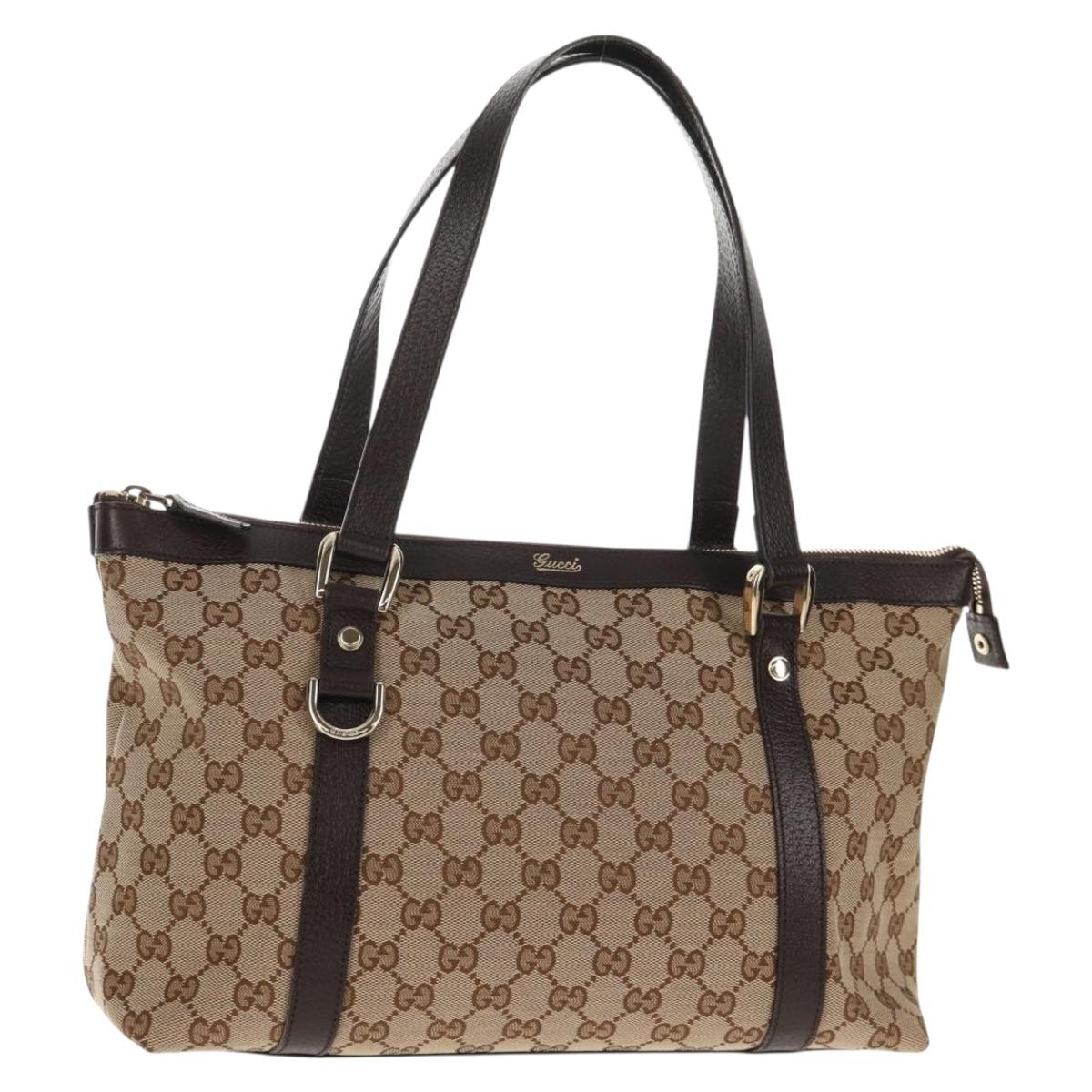 GUCCI GG Canvas Abbey Tote Bag Beige Gold 141470 Auth am9190V