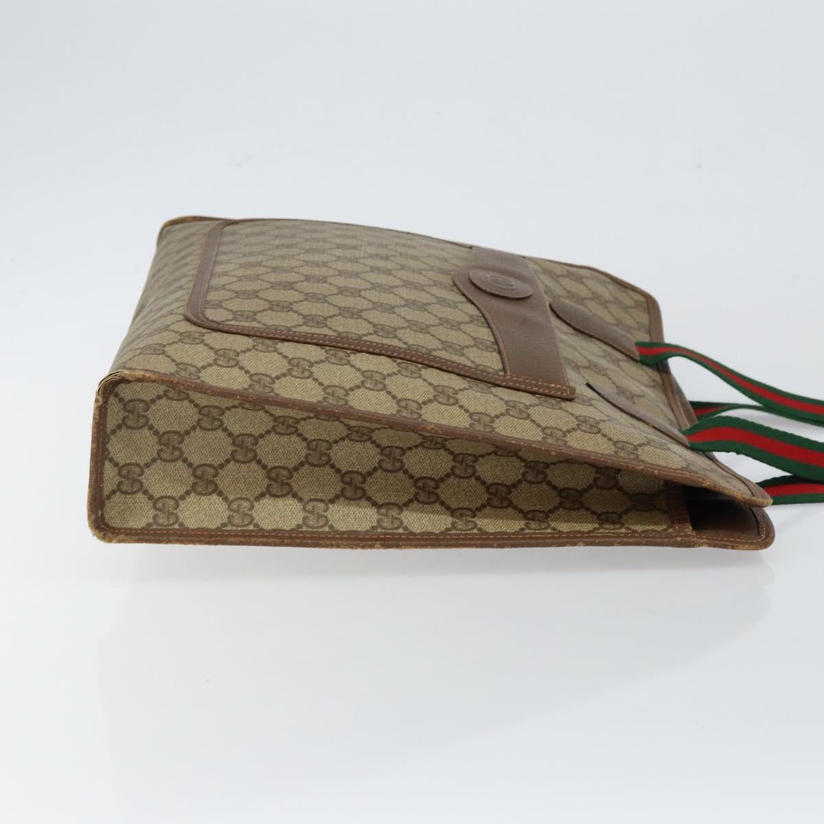 GUCCI GG Supreme Web Sherry Line Tote Bag PVC Beige Red 89 02 997 Auth am9191