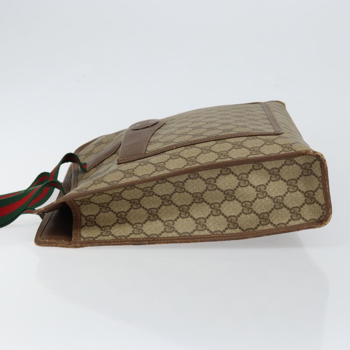 GUCCI GG Supreme Web Sherry Line Tote Bag PVC Beige Red 89 02 997 Auth am9191