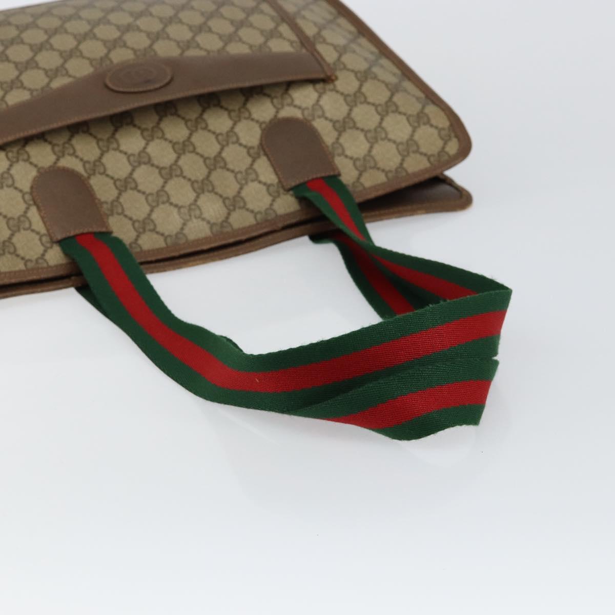 GUCCI GG Supreme Web Sherry Line Tote Bag PVC Beige Red 89 02 997 Auth am9191