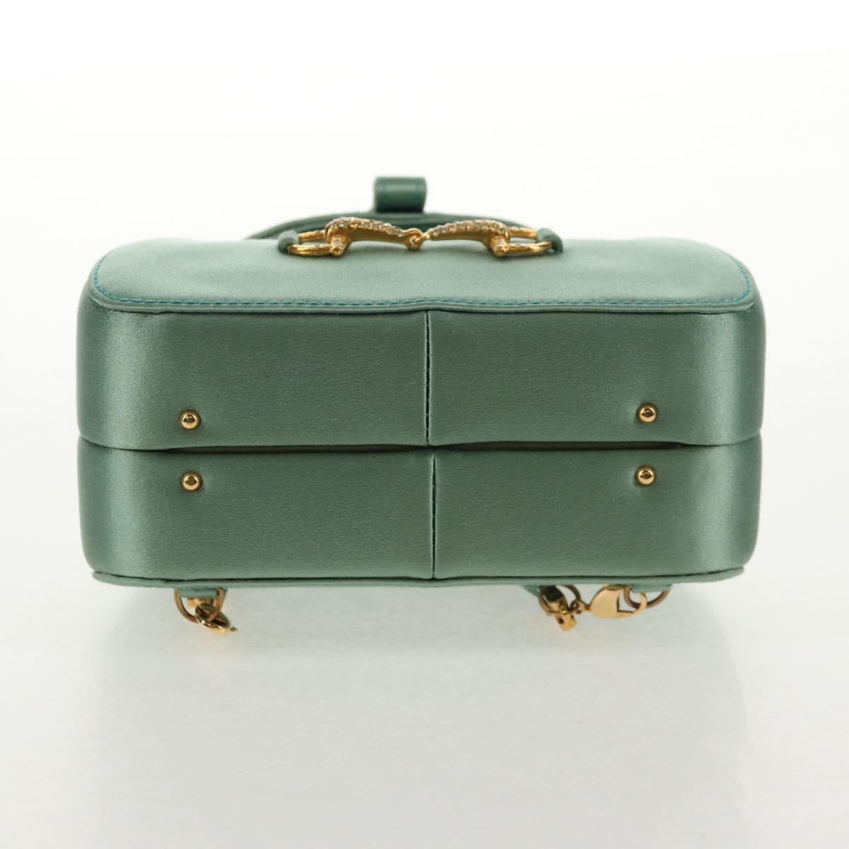 GUCCI Horsebit Backpack Satin Turquoise Blue Gold 005 781 0316 Auth am9199A