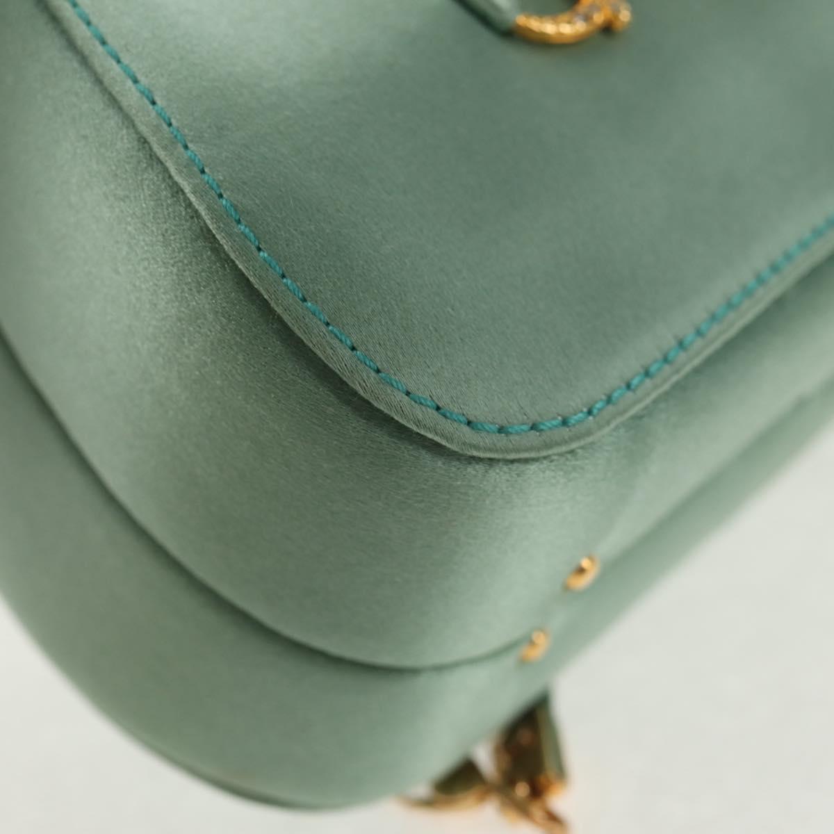 GUCCI Horsebit Backpack Satin Turquoise Blue Gold 005 781 0316 Auth am9199A