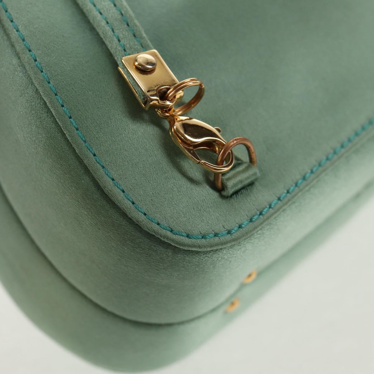 GUCCI Horsebit Backpack Satin Turquoise Blue Gold 005 781 0316 Auth am9199A