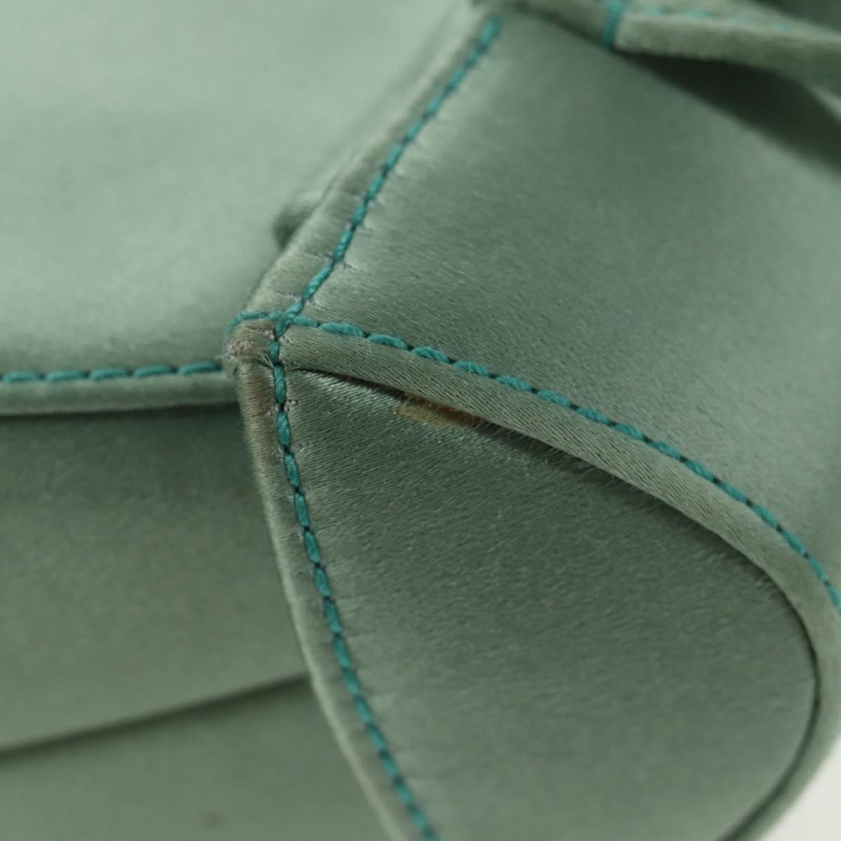 GUCCI Horsebit Backpack Satin Turquoise Blue Gold 005 781 0316 Auth am9199A