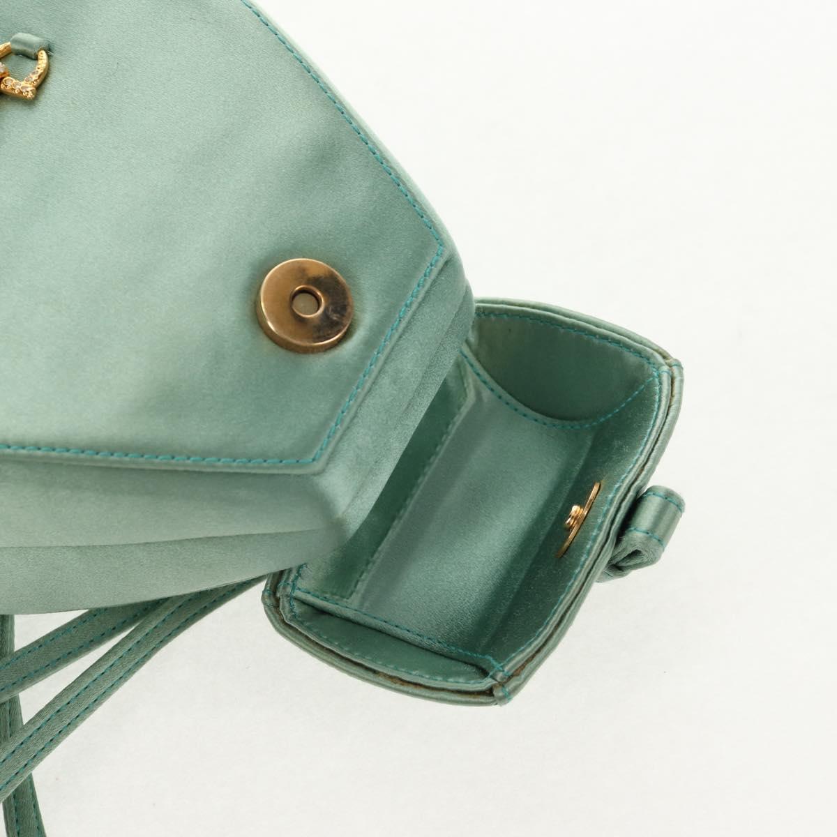 GUCCI Horsebit Backpack Satin Turquoise Blue Gold 005 781 0316 Auth am9199A