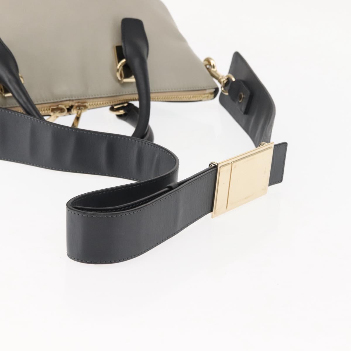 Chloe Bailey Hand Bag Leather 2way Black Beige gold Auth am9201