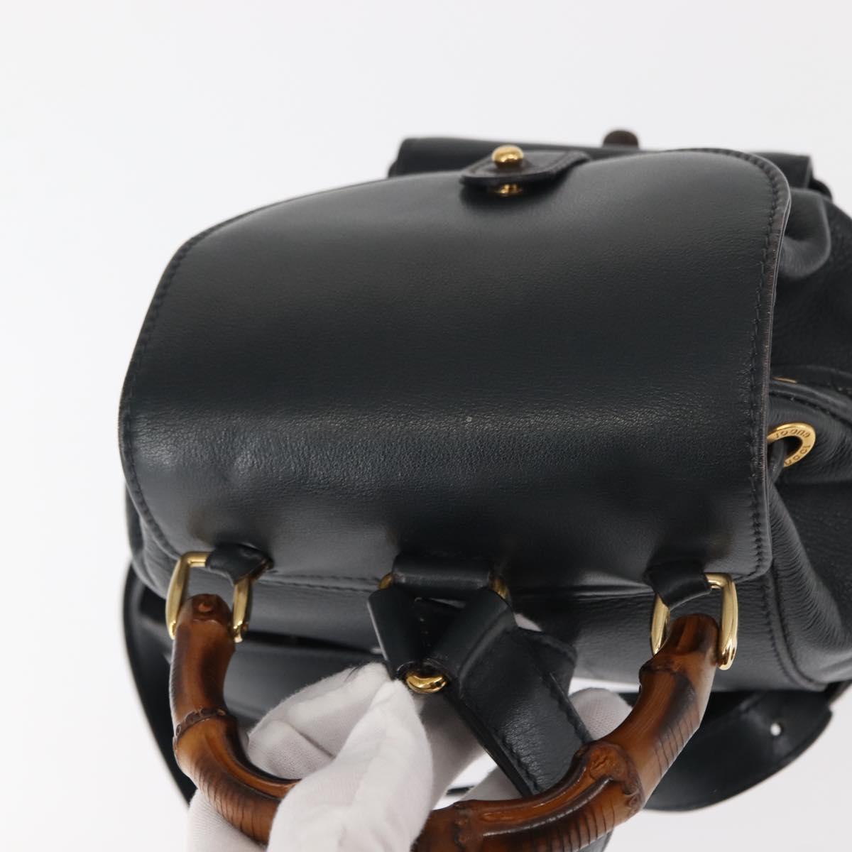 GUCCI Bamboo Backpack Leather Navy Gold 003 58 0030 Auth am9202