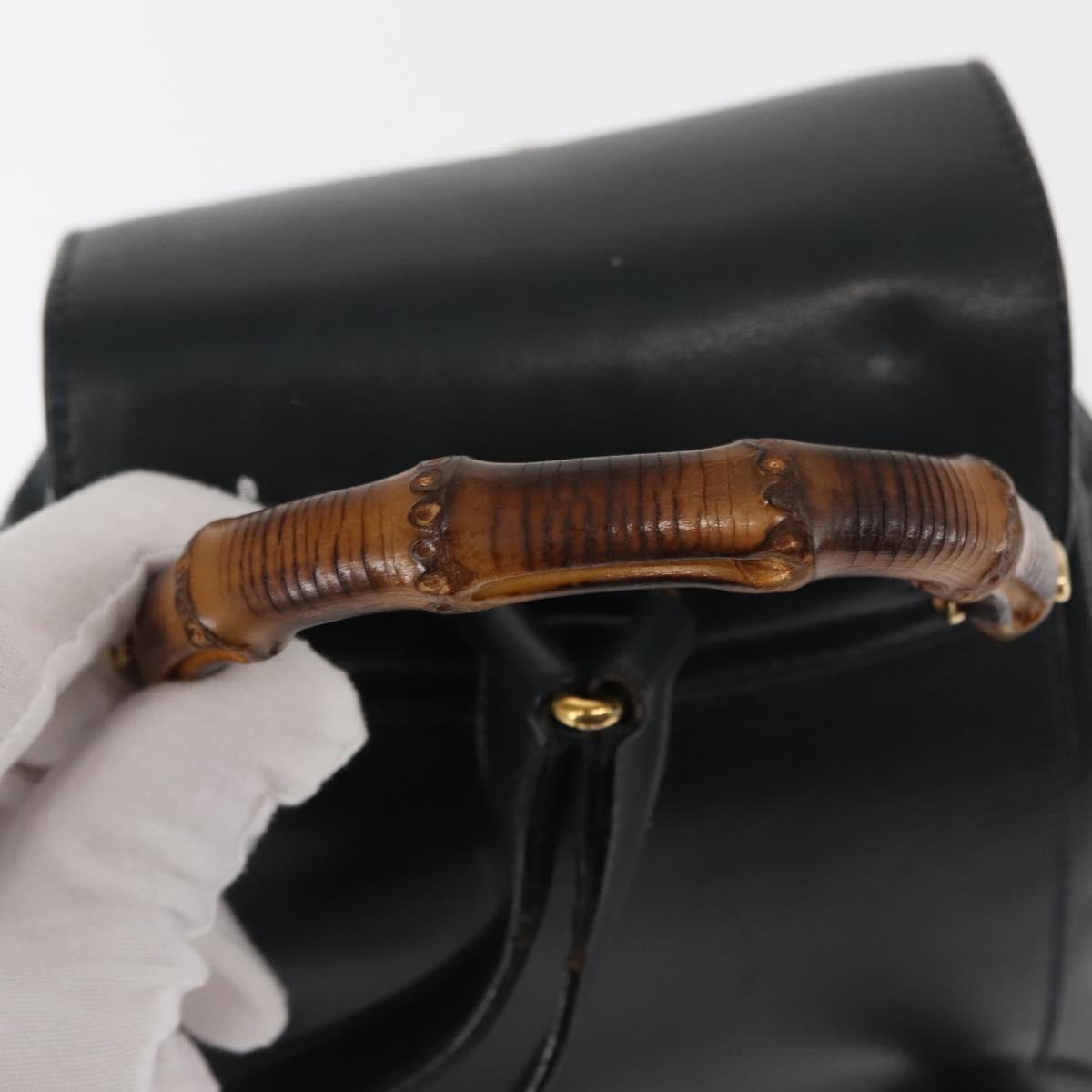 GUCCI Bamboo Backpack Leather Navy Gold 003 58 0030 Auth am9202