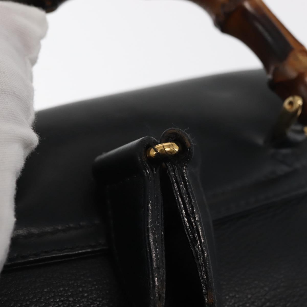 GUCCI Bamboo Backpack Leather Navy Gold 003 58 0030 Auth am9202