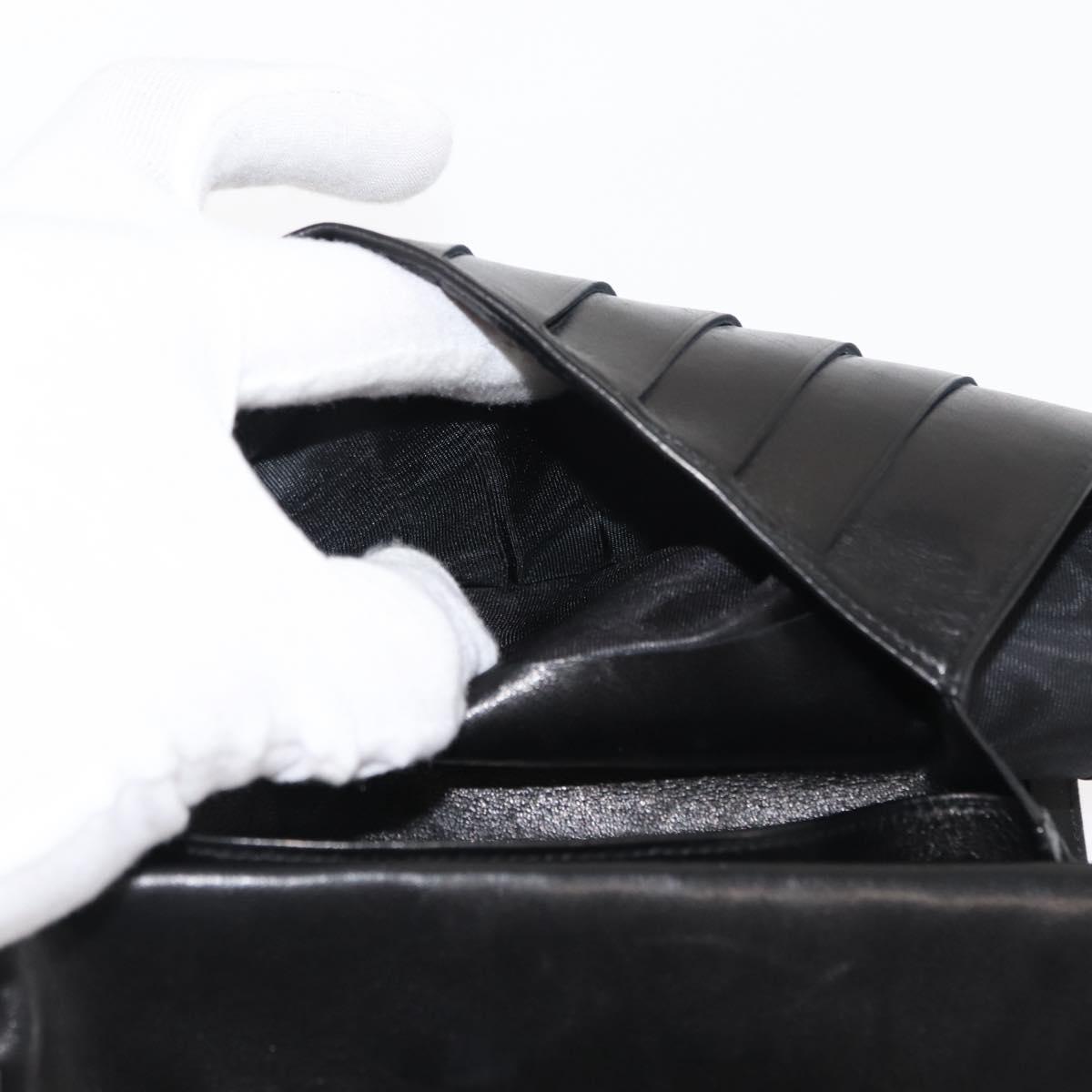 CHANEL Long Wallet Lamb Skin Black CC Auth am9206