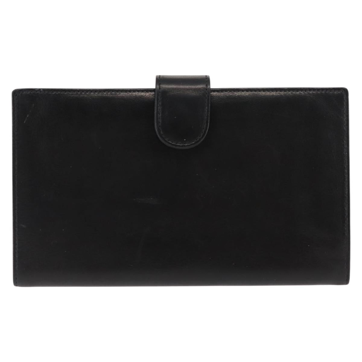 CHANEL Long Wallet Lamb Skin Black CC Auth am9206