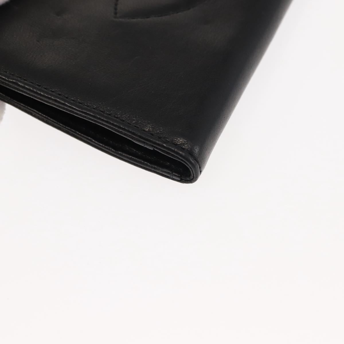 CHANEL Long Wallet Lamb Skin Black CC Auth am9206