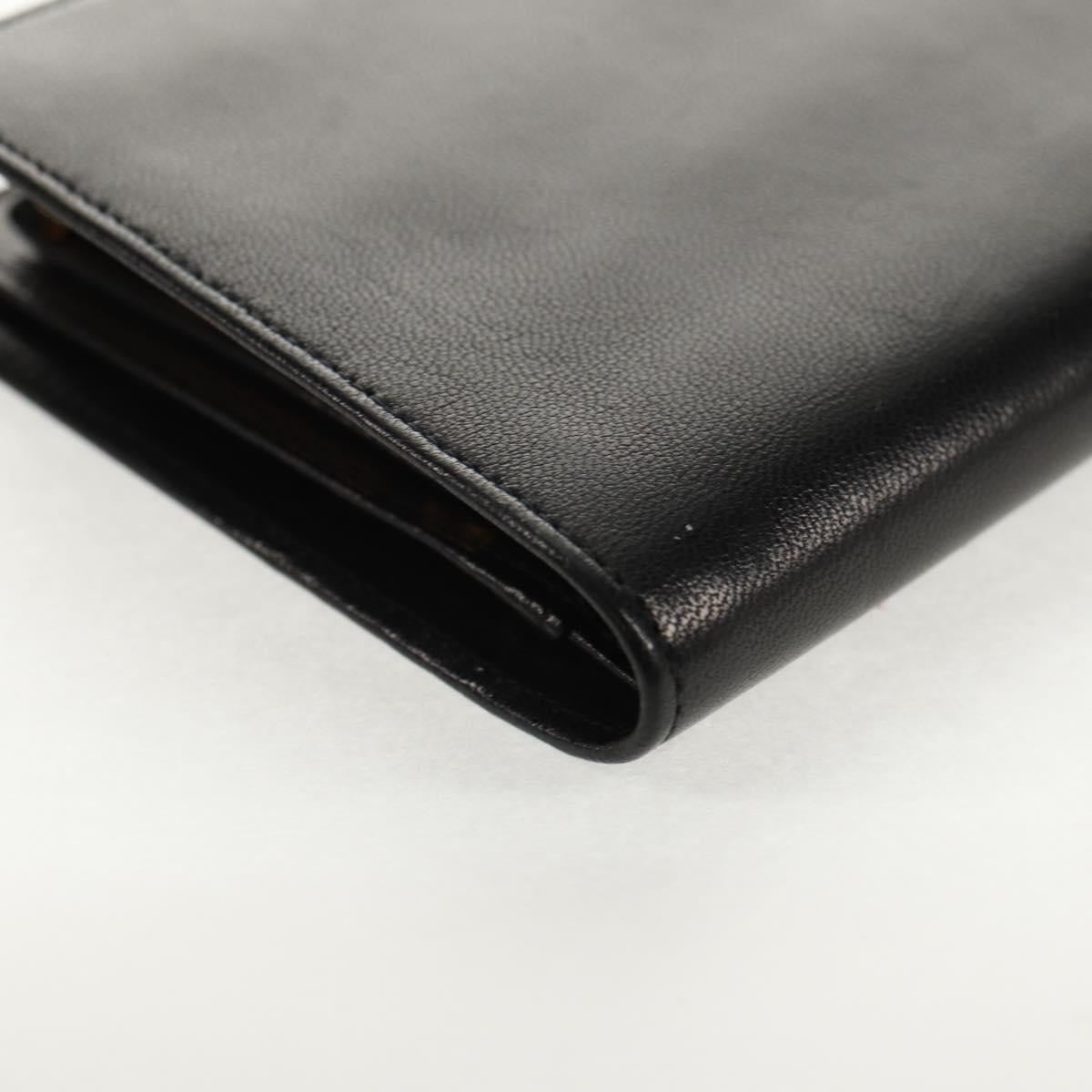 CHANEL Long Wallet Lamb Skin Black Gold CC Auth am9207V