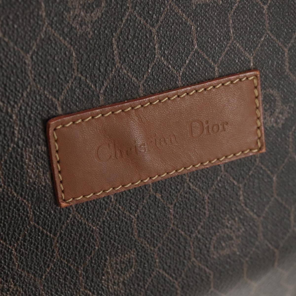 Christian Dior Honeycomb Canvas Boston Bag PVC Black Gold Auth am9211