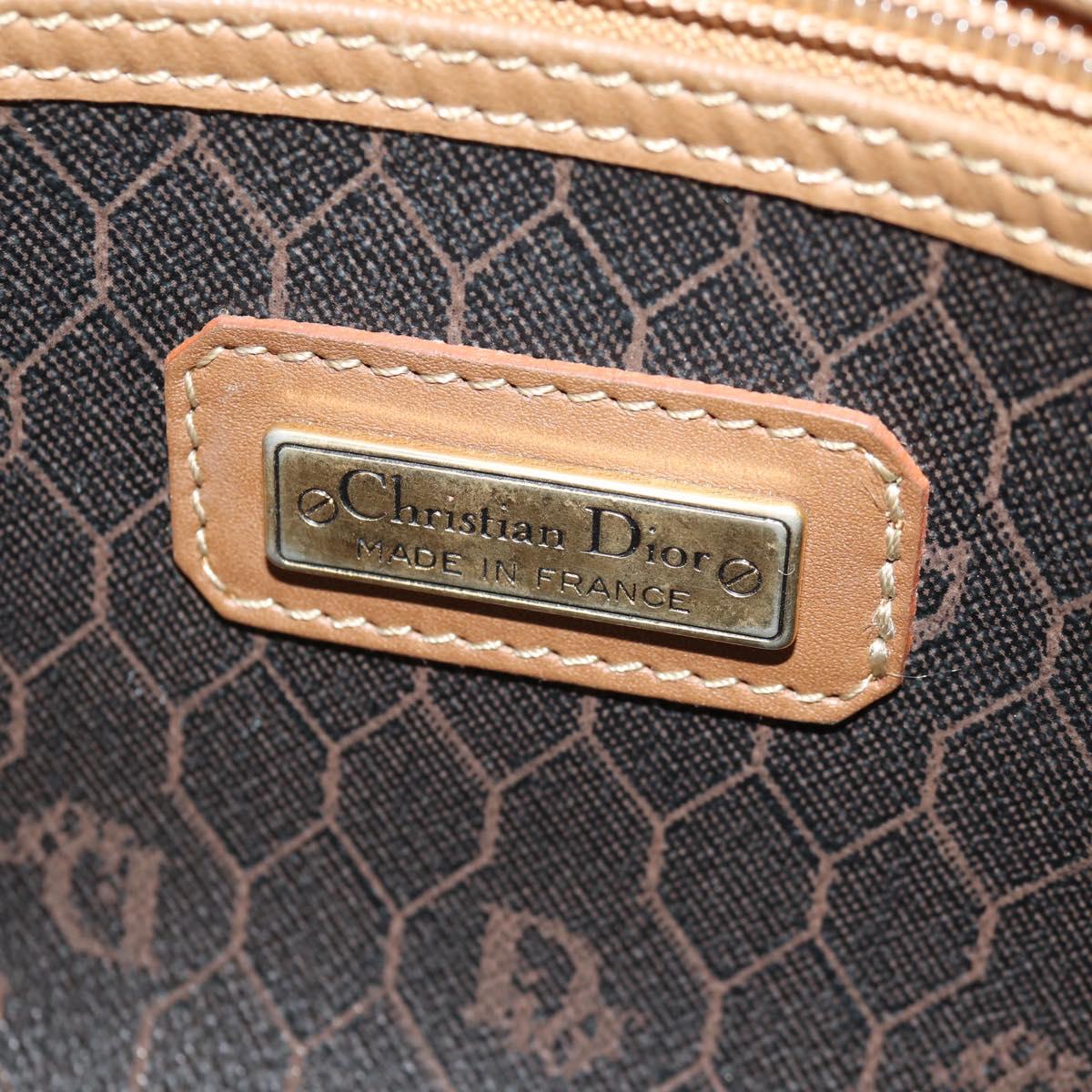 Christian Dior Honeycomb Canvas Boston Bag PVC Black Gold Auth am9211