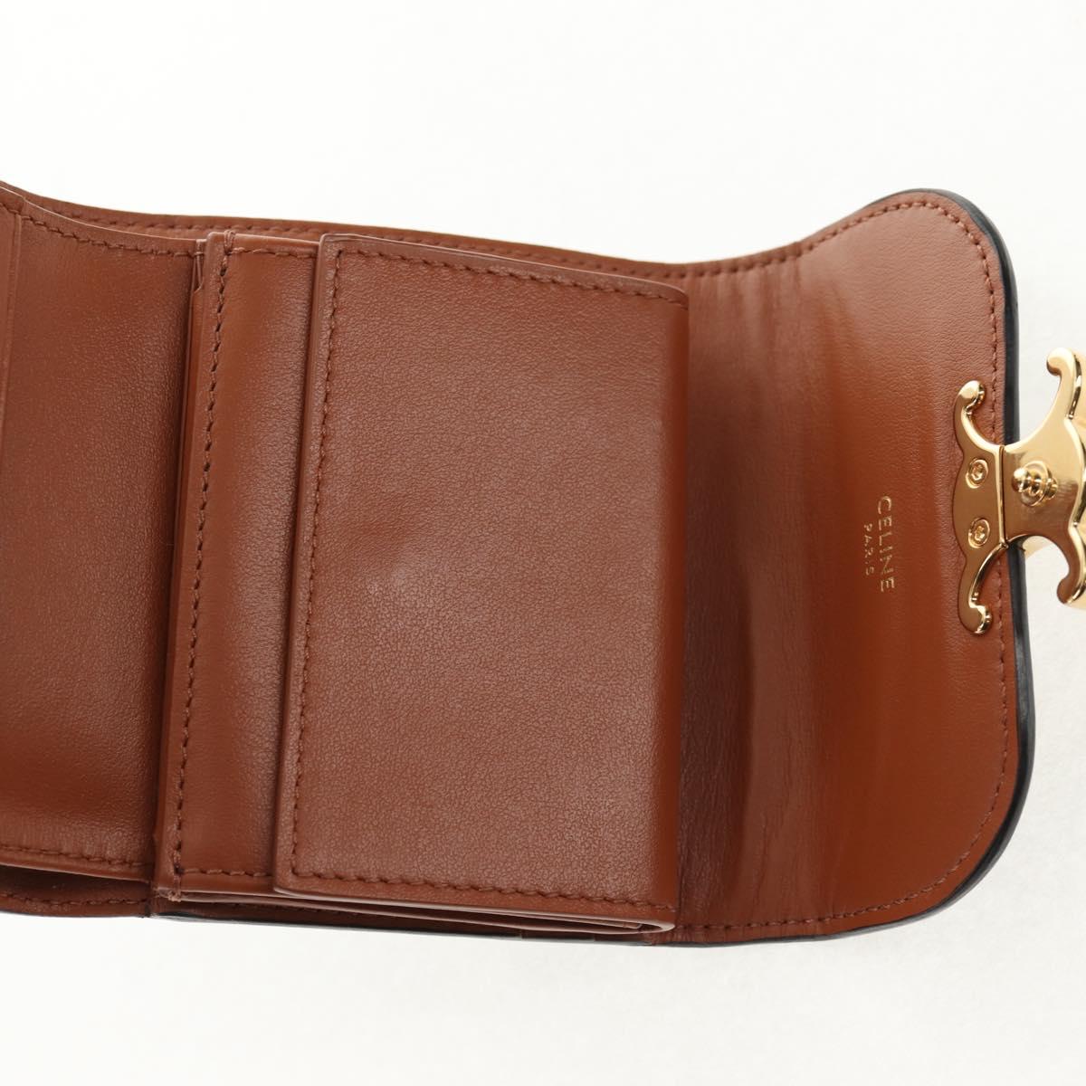 CELINE Triomphe Compact Wallet PVC Black Auth am9212M