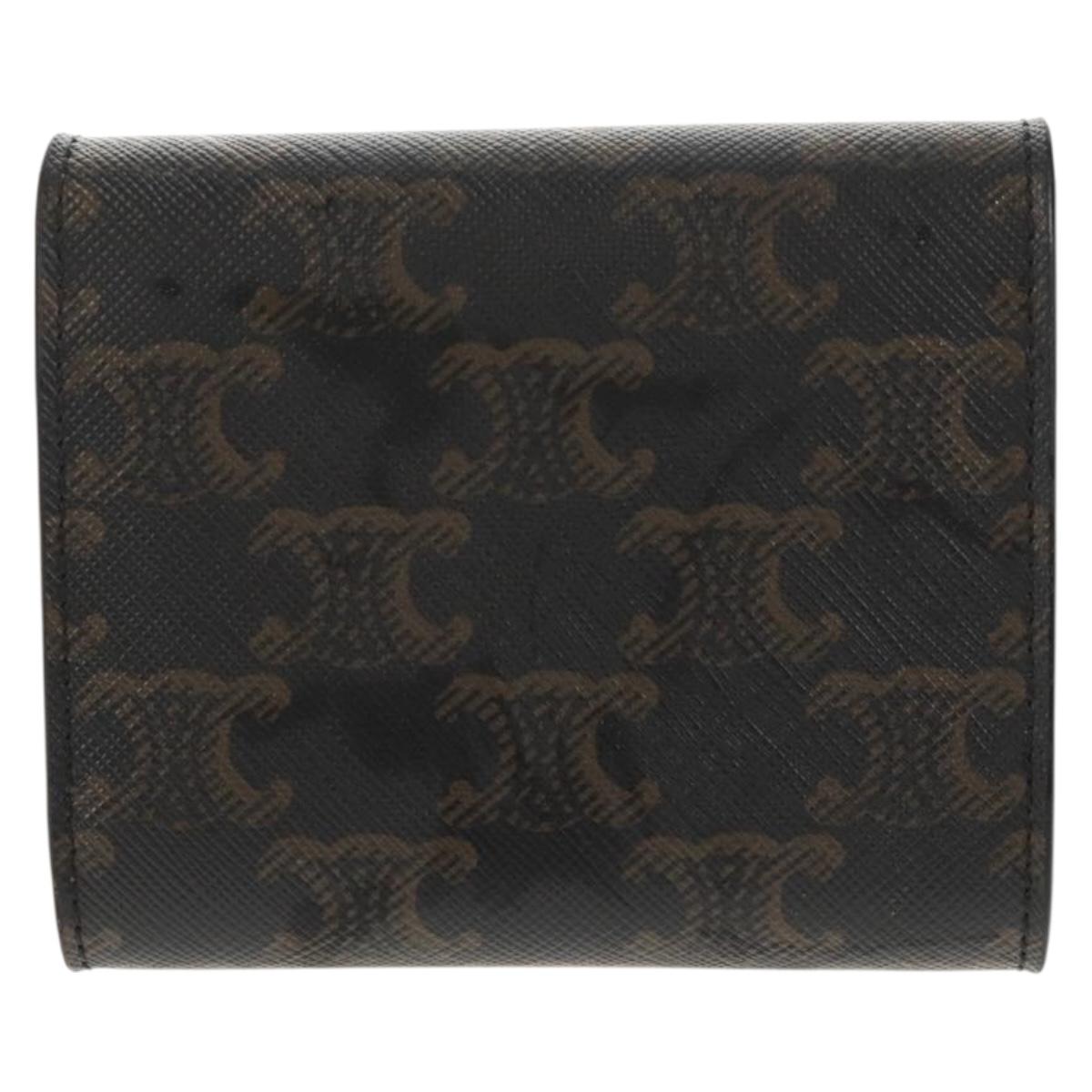 CELINE Triomphe Compact Wallet PVC Black Auth am9212M