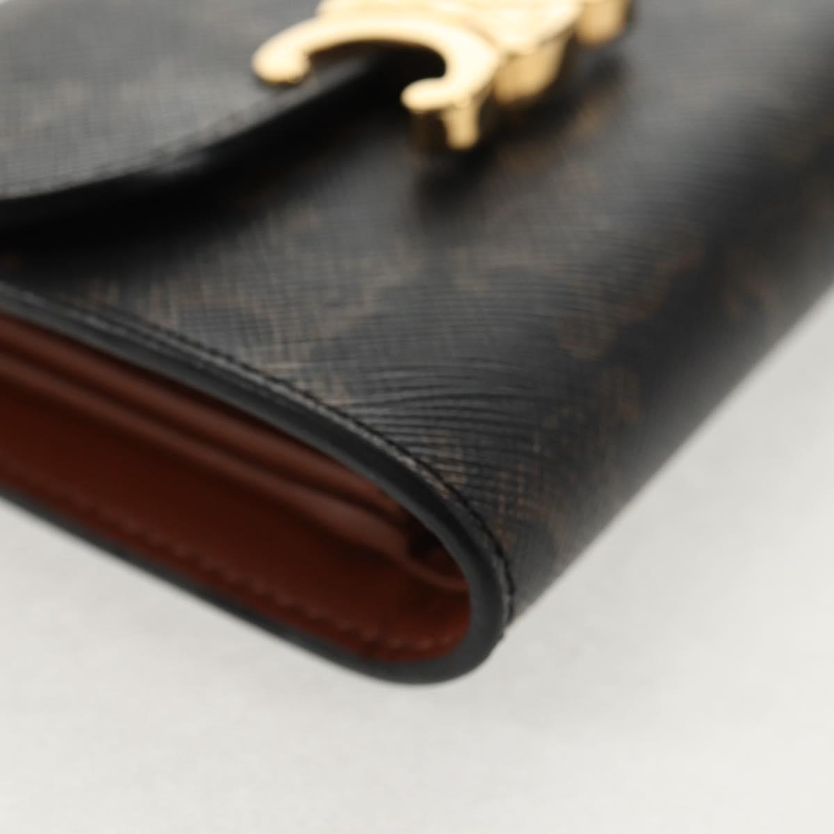 CELINE Triomphe Compact Wallet PVC Black Auth am9212M
