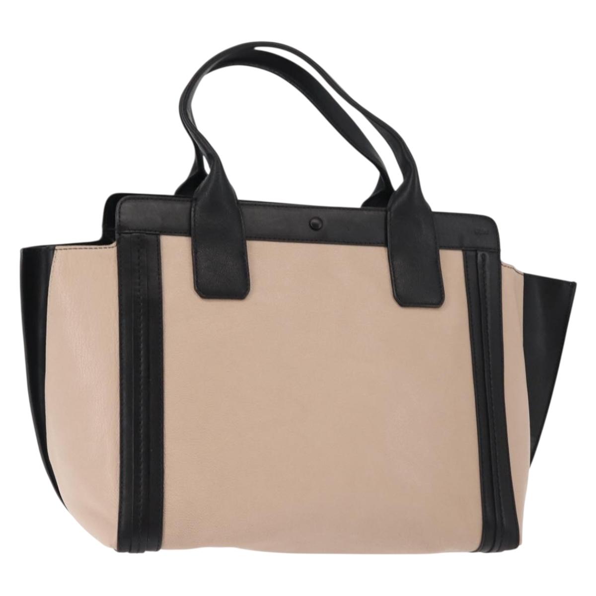 Chloe Alison Tote Bag Leather Pink Black Auth am9218