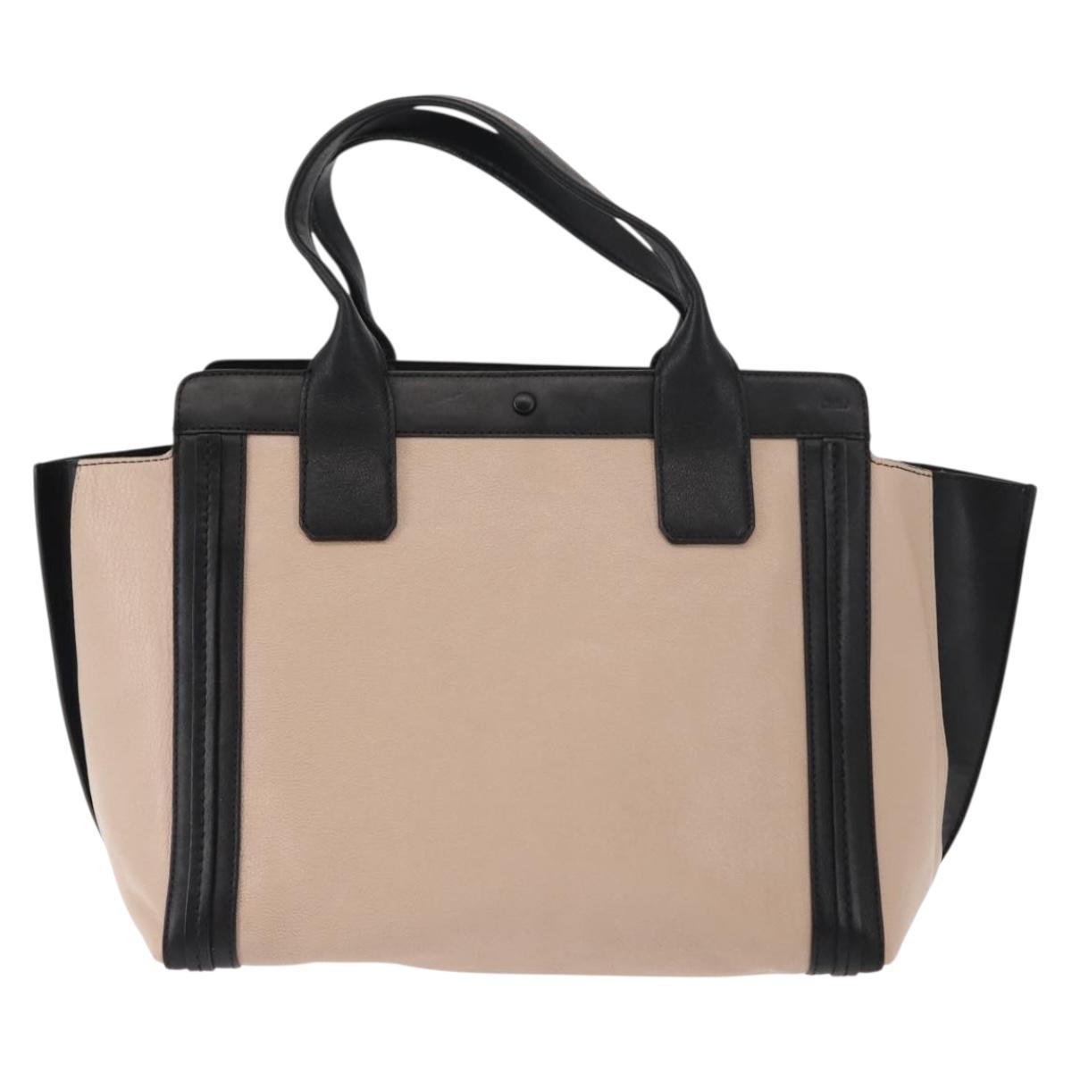 Chloe Alison Tote Bag Leather Pink Black Auth am9218