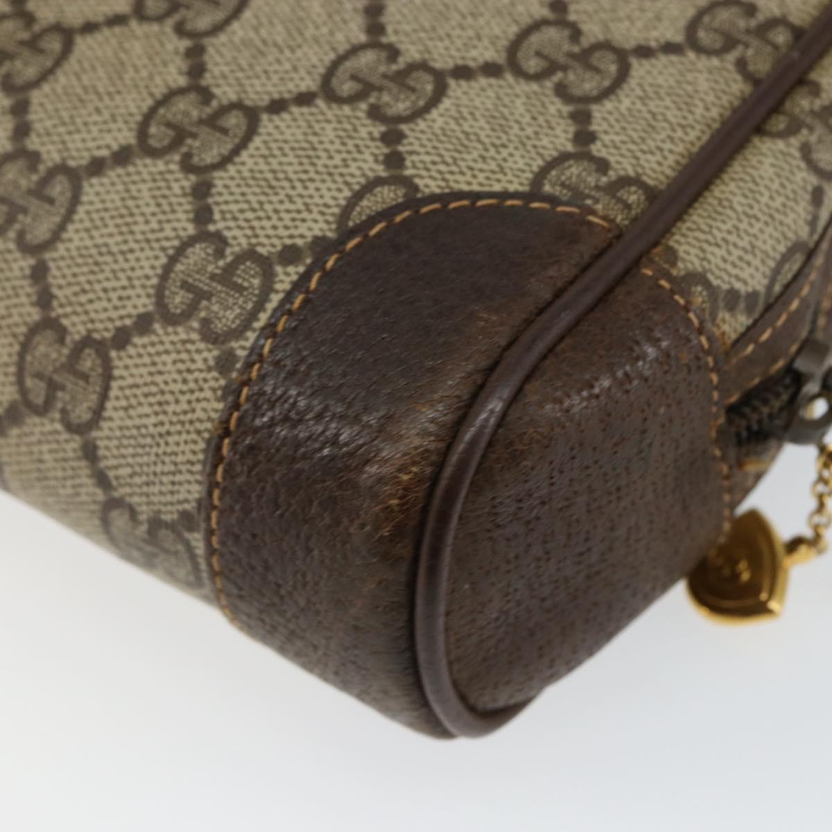 GUCCI GG Supreme Clutch Bag PVC Beige Gold 014 89 0094 Auth am9221