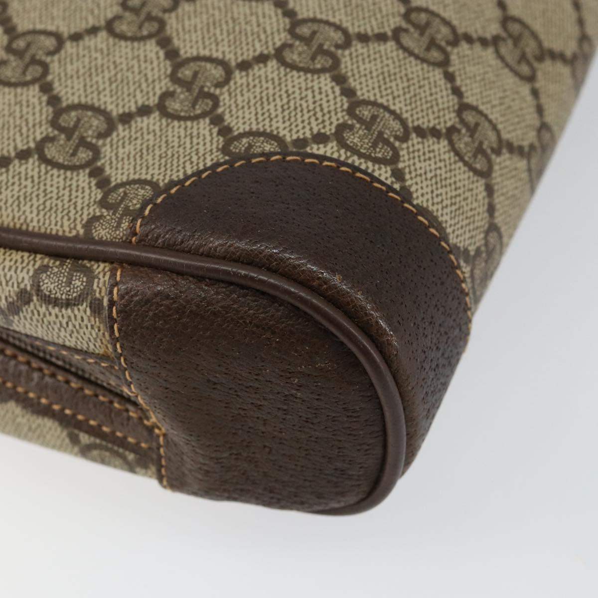 GUCCI GG Supreme Clutch Bag PVC Beige Gold 014 89 0094 Auth am9221