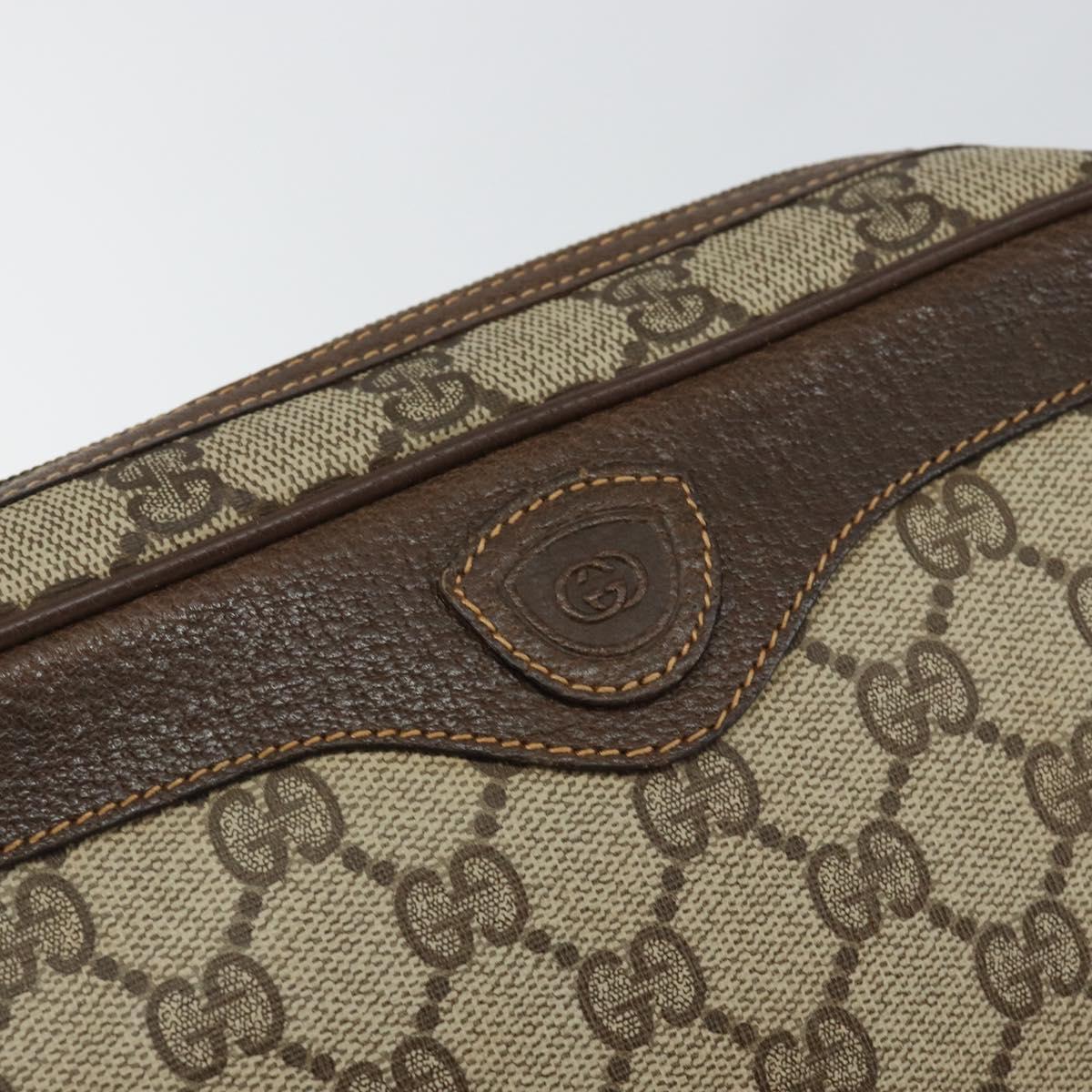 GUCCI GG Supreme Clutch Bag PVC Beige Gold 014 89 0094 Auth am9221