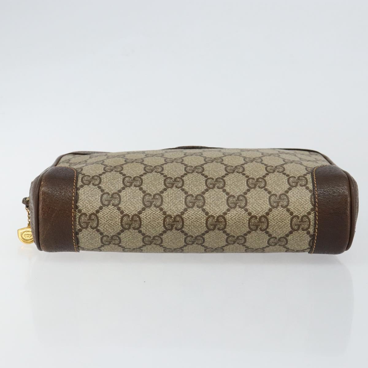 GUCCI GG Supreme Clutch Bag PVC Beige Gold 014 89 0094 Auth am9221