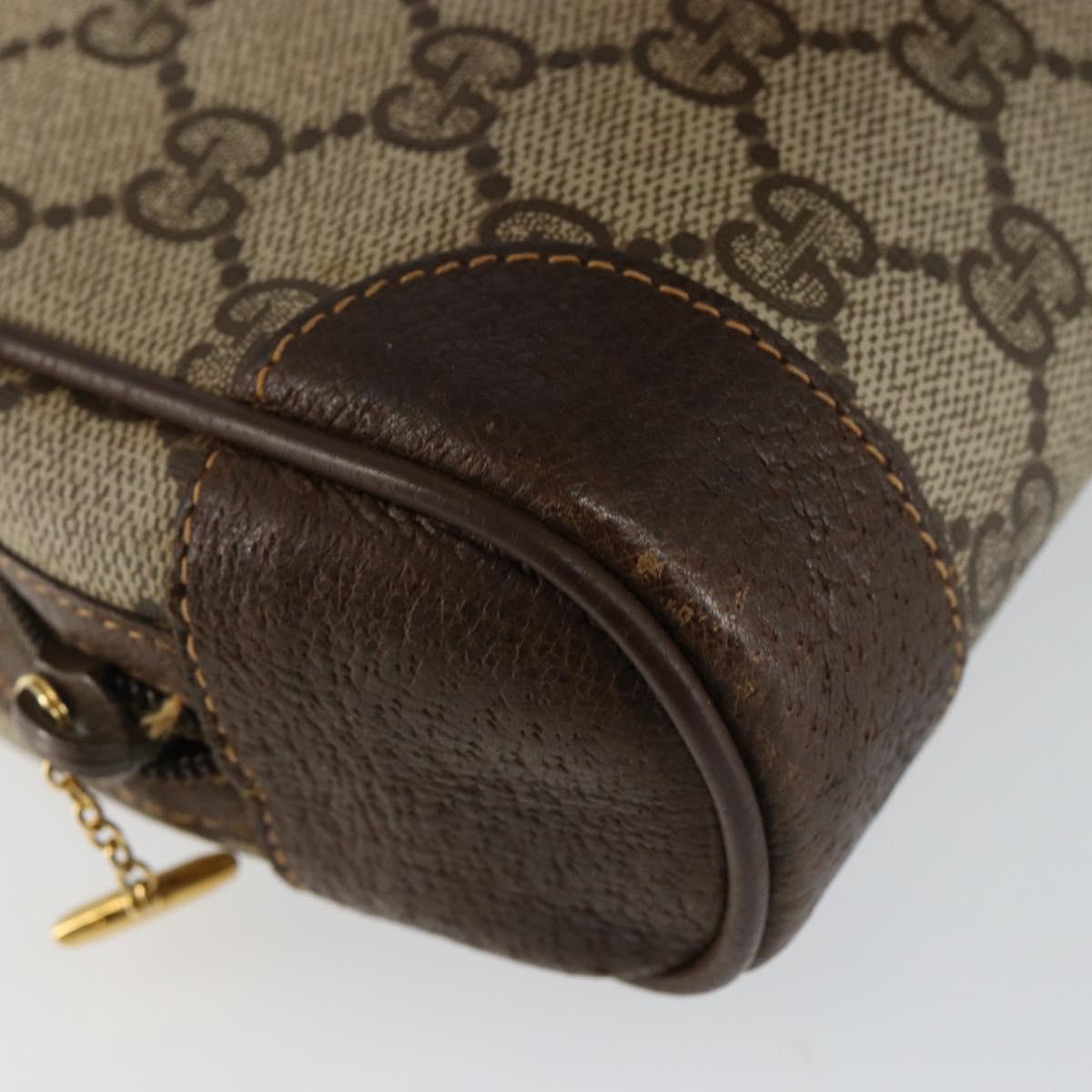 GUCCI GG Supreme Clutch Bag PVC Beige Gold 014 89 0094 Auth am9221