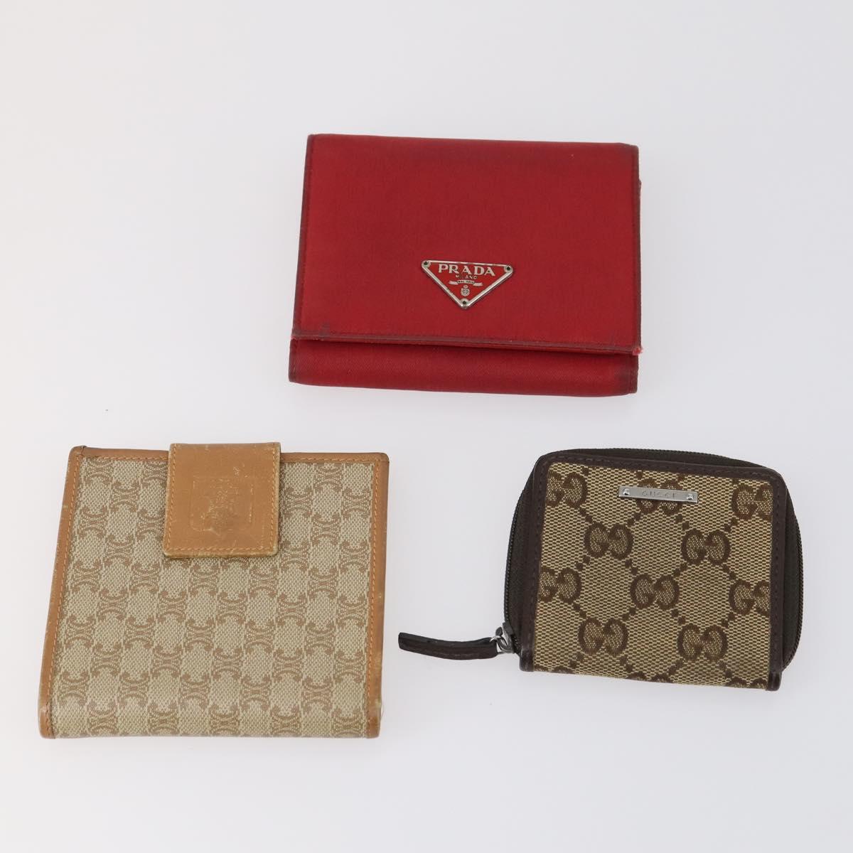 Dunhill Bottega Gucci Celine PRADA Wallet 5Set Black Red beige Auth am9223